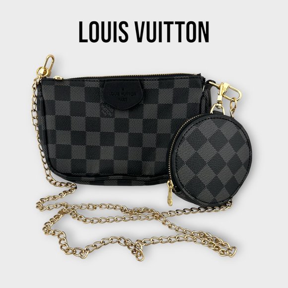 Black Louis Vuitton Cross-body Bag with Gold chain